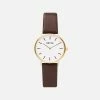 Votch Petite Watch With Gold & White Dial | Brown Vegan Leather Strap Accessories