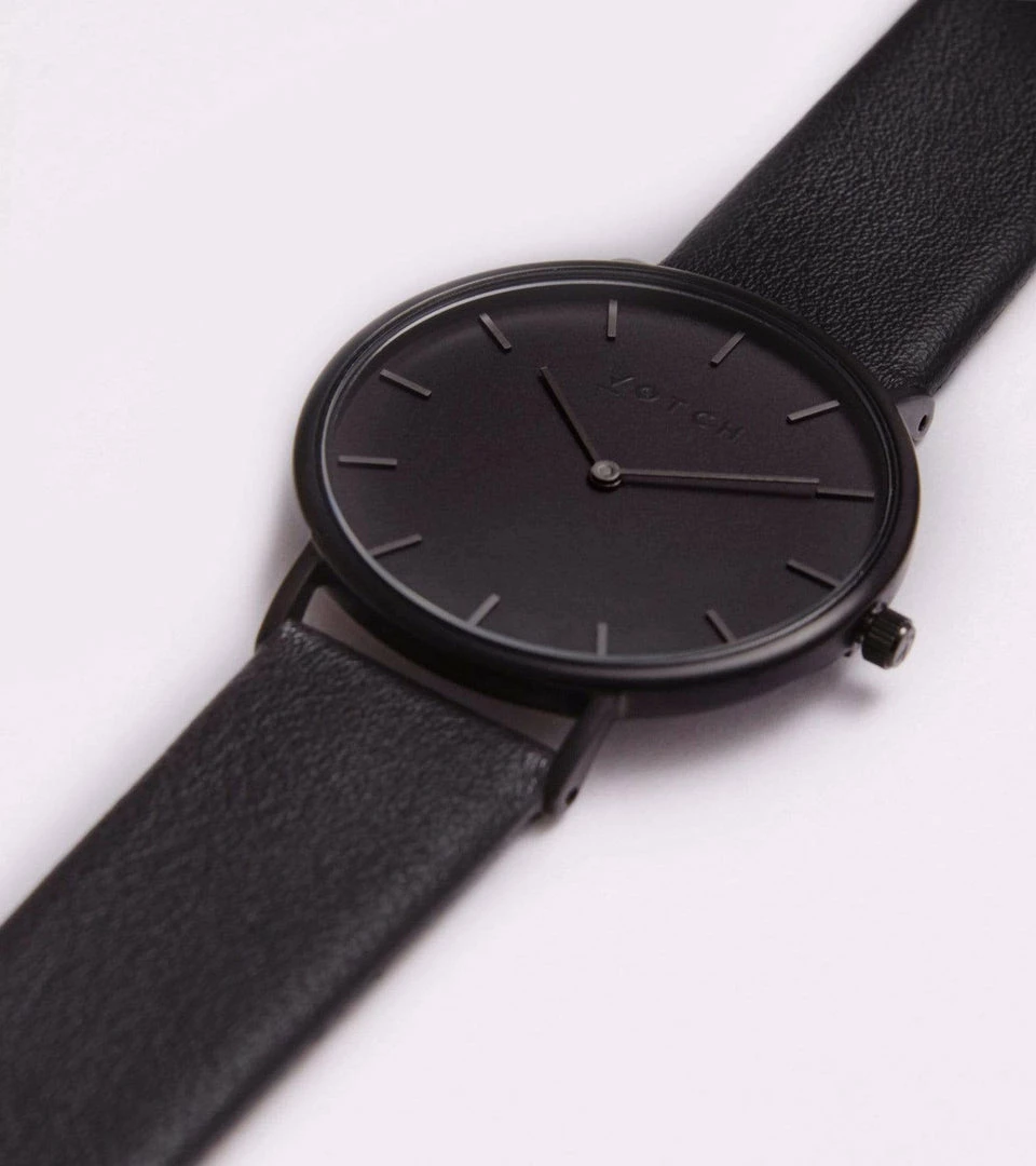 Votch Classic Watch With Black Dial | Black Vegan Leather Strap Accessories 4 Votch Classic Watch With Black Dial | Black Vegan Leather Strap Accessories