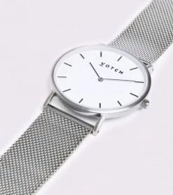 Votch Classic Watch With Silver & White Dial | Silver Mesh Strap Accessories