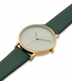 Votch Accessories Lyka Watch With Gold & Grey Dial | Forest Green Vegan Leather Strap