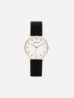 Votch Accessories Moment Watch With Gold & White Dial | Black Piñatex Vegan Leather Strap