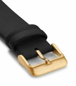Votch Accessories Aalto Watch With Gold & Black Dial | Black Vegan Leather Strap