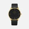 Votch Accessories Aalto Watch With Gold & Black Dial | Black Vegan Leather Strap