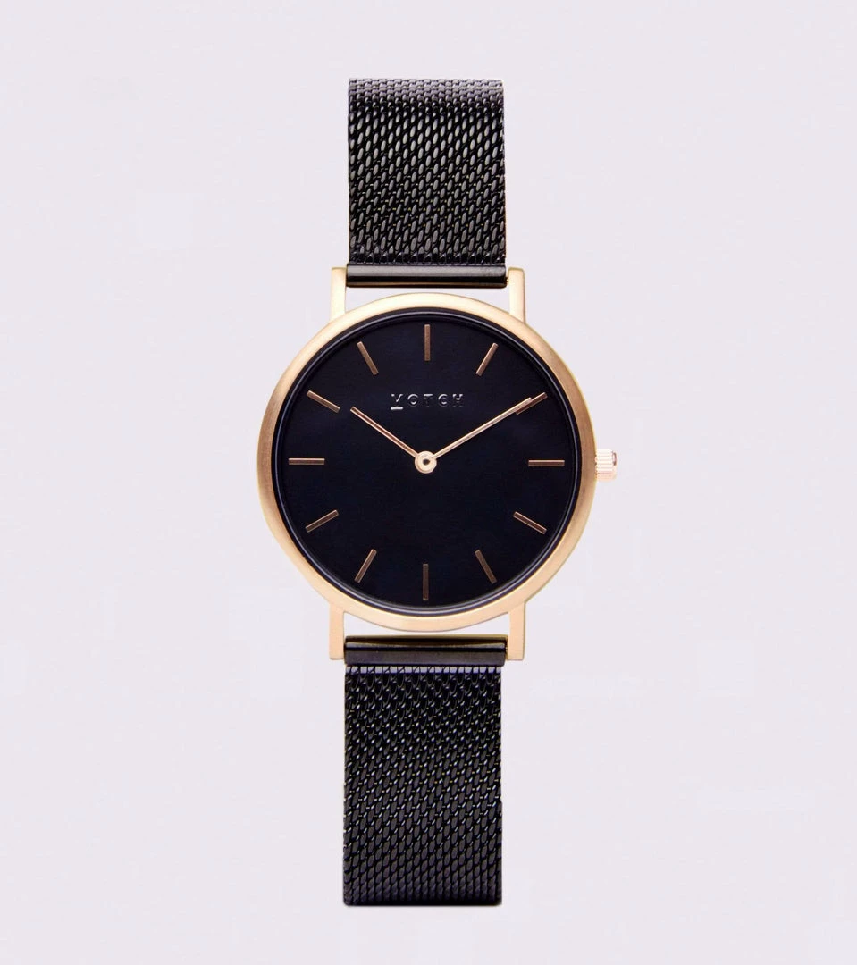 Votch Petite Watch With Gold & Black Dial | Black Mesh Strap Accessories 6 Votch Petite Watch With Gold & Black Dial | Black Mesh Strap Accessories