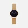 Votch Accessories Petite Watch With Gold & Black Dial | Tan Vegan Leather Strap