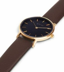Votch Petite Watch With Gold & Black Dial | Brown Vegan Leather Strap Accessories