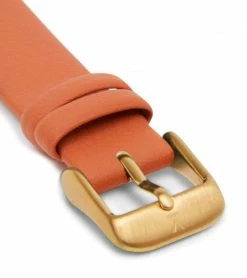 Votch Petite Watch With Gold & White Dial | Burnt Orange Vegan Leather Strap