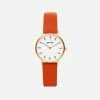 Votch Petite Watch With Gold & White Dial | Burnt Orange Vegan Leather Strap