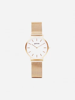 Votch Accessories Petite Watch With Gold & White Dial | Gold Mesh Strap