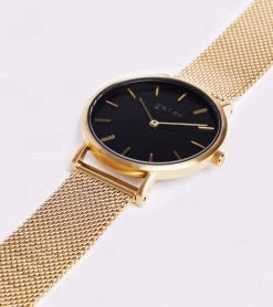 Votch Petite Watch With Gold & Black Dial | Gold Mesh Strap Accessories