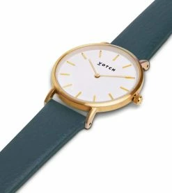 Votch Accessories Petite Watch With Gold & White Dial | Juniper Vegan Leather Strap