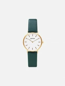 Votch Accessories Petite Watch With Gold & White Dial | Juniper Vegan Leather Strap