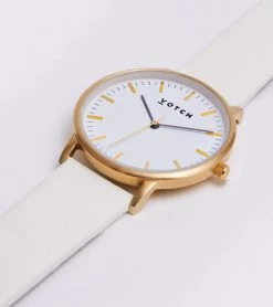 Votch Moment Watch With Gold & White Dial | Off-White Vegan Leather Strap Accessories
