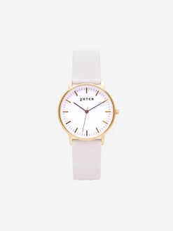 Votch Moment Watch With Gold & White Dial | Off-White Vegan Leather Strap Accessories