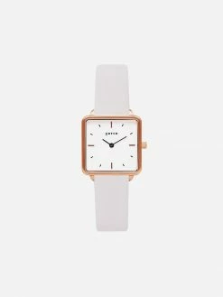 Votch Kindred Watch With Rose Gold & White Dial | Light Grey Vegan Leather Strap