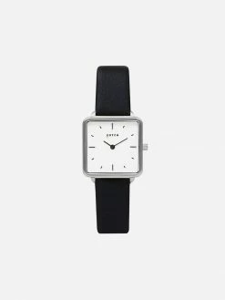 Votch Kindred Watch With Silver & White Dial | Black Vegan Leather Strap