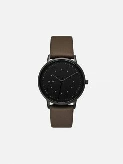 Votch Lyka Watch With Black Dial | Ash Vegan Leather Strap