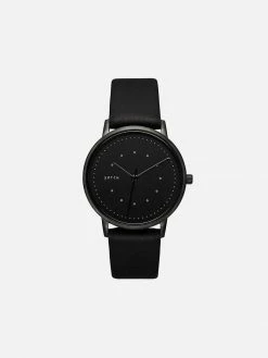 Votch Lyka Watch With Black Dial | Black Vegan Leather Strap