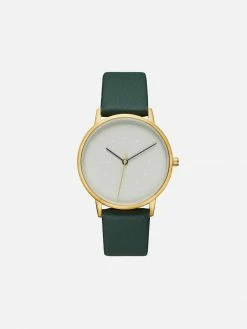 Votch Accessories Lyka Watch With Gold & Grey Dial | Forest Green Vegan Leather Strap
