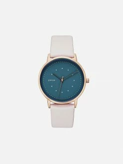 Votch Accessories Lyka Watch With Rose Gold & Blue Dial | Light Grey Vegan Leather Strap