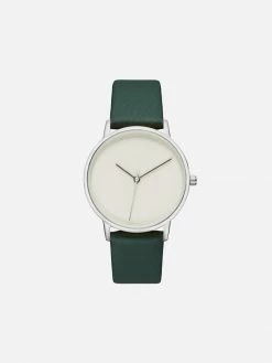 Votch Lyka Watch With Silver & Grey Dial | Forest Green Vegan Leather Strap Accessories