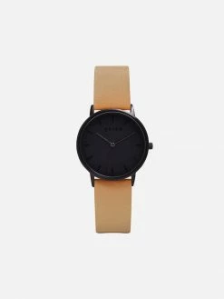 Votch Accessories Moment Watch With Black Dial | Tan Vegan Leather Strap