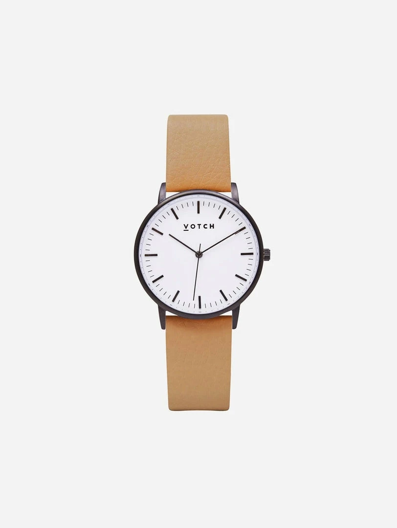 Votch Moment Watch With Black & White Dial | Tan Vegan Leather Strap Accessories 3 Votch Moment Watch With Black & White Dial | Tan Vegan Leather Strap Accessories