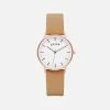 Votch Moment Watch With Rose Gold & White Dial | Tan Vegan Leather Strap