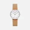 Votch Moment Watch With Silver & White Dial | Tan Vegan Leather Strap Accessories