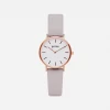 Votch Petite Watch With Rose Gold & White Dial | Light Grey Vegan Leather Strap 1 Votch Petite Watch With Rose Gold & White Dial | Light Grey Vegan Leather Strap