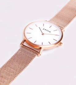 Votch Petite Watch With Rose Gold & White Dial | Rose Gold Mesh Strap