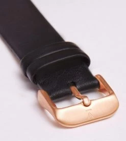 Votch Accessories Classic Watch With Rose Gold & White Dial | Black Vegan Leather Strap