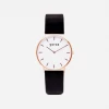 Votch Accessories Classic Watch With Rose Gold & White Dial | Black Vegan Leather Strap