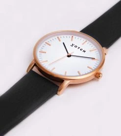 Votch Moment Watch With Rose Gold & White Dial | Black Vegan Leather Strap Accessories