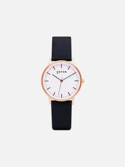 Votch Moment Watch With Rose Gold & White Dial | Black Vegan Leather Strap Accessories