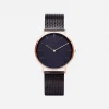 Votch Accessories Classic Watch With Rose Gold & Black Dial | Black Mesh Strap