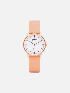 Votch Moment Watch With Rose Gold & White Dial | Coral Vegan Leather Strap Accessories