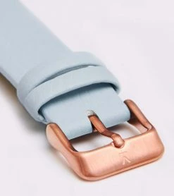 Votch Accessories Moment Watch With Rose Gold & White Dial | Light Blue Vegan Leather Strap