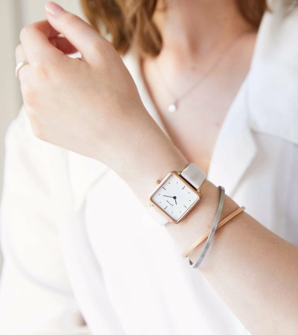 Votch Kindred Watch With Rose Gold & White Dial | Light Grey Vegan Leather Strap 4 Votch Kindred Watch With Rose Gold & White Dial | Light Grey Vegan Leather Strap