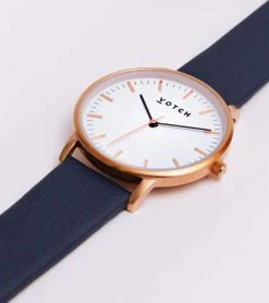 Votch Moment Watch With Rose Gold & White Dial | Navy Vegan Leather Strap Accessories