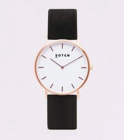 Votch Classic Watch With Rose Gold & White Dial | Black Piñatex Vegan Leather Strap 9 Votch Classic Watch With Rose Gold & White Dial | Black Piñatex Vegan Leather Strap