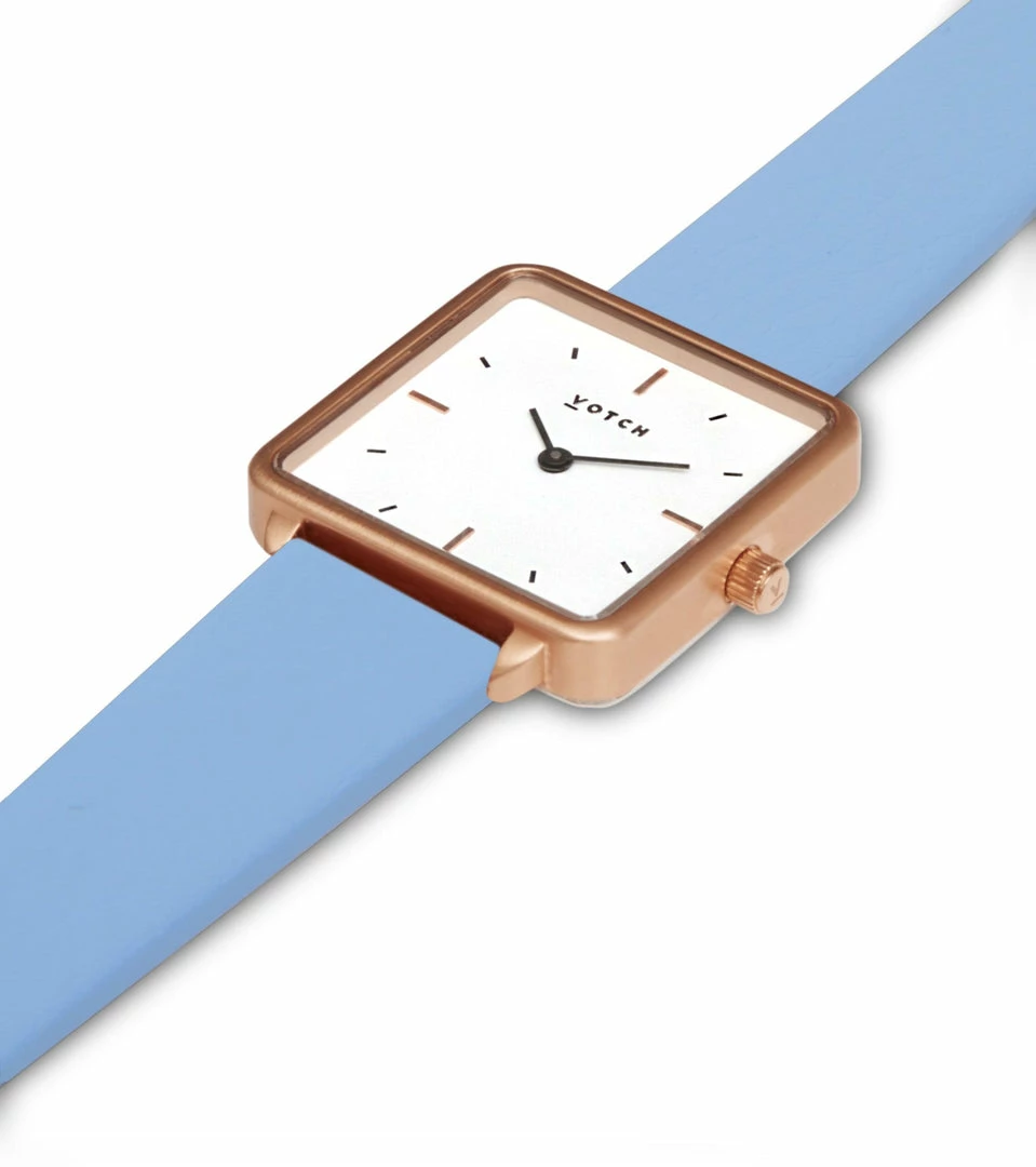 Votch Kindred Watch With Rose Gold & White Dial | Sky Blue Vegan Leather Strap Accessories 4 Votch Kindred Watch With Rose Gold & White Dial | Sky Blue Vegan Leather Strap Accessories