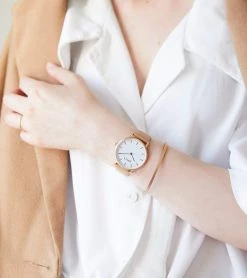 Votch Moment Watch With Rose Gold & White Dial | Tan Vegan Leather Strap