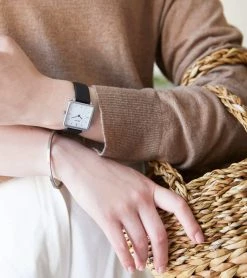 Votch Kindred Watch With Silver & White Dial | Black Vegan Leather Strap