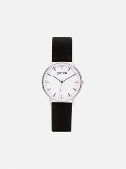 Votch Moment Watch With Silver & White Dial | Black Piñatex Vegan Leather Strap Accessories