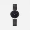Votch Accessories Petite Watch With Silver & Black Dial | Black Mesh Strap