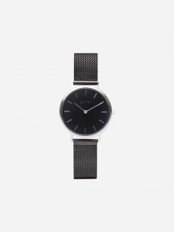 Votch Accessories Petite Watch With Silver & Black Dial | Black Mesh Strap