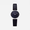 Votch Petite Watch With Silver & Black Dial | Black Vegan Leather Strap Accessories