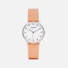 Votch Accessories Moment Watch With Silver & White Dial | Coral Vegan Leather Strap