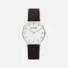 Votch Classic Watch With Silver & White Dial | Dark Brown Piñatex Vegan Leather Strap Accessories